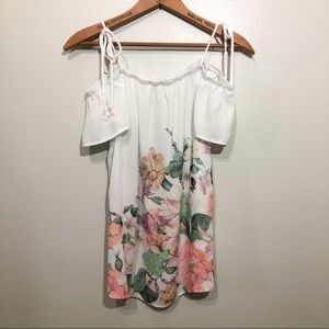 Jella C. Off Shoulder Floral Sheer Blouse